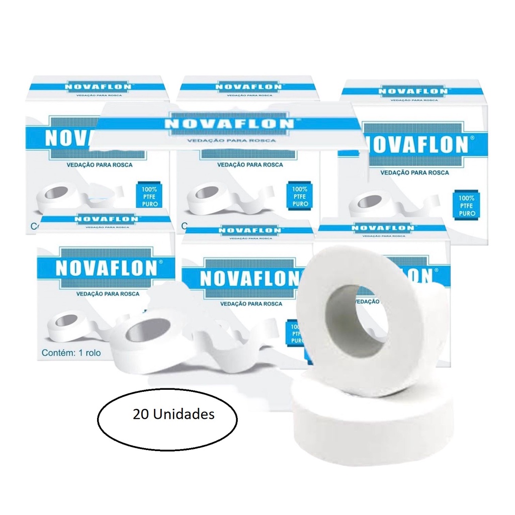 20 unidades Veda Rosca Teflon Firlon 12mmx5m Novaflon Cano | Shopee Brasil