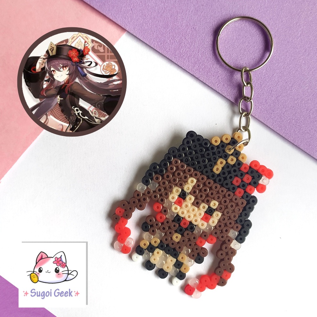 Chaveiro Hu Tao jogo Genshin Impact Anime Hama Perler Beads | Shopee Brasil