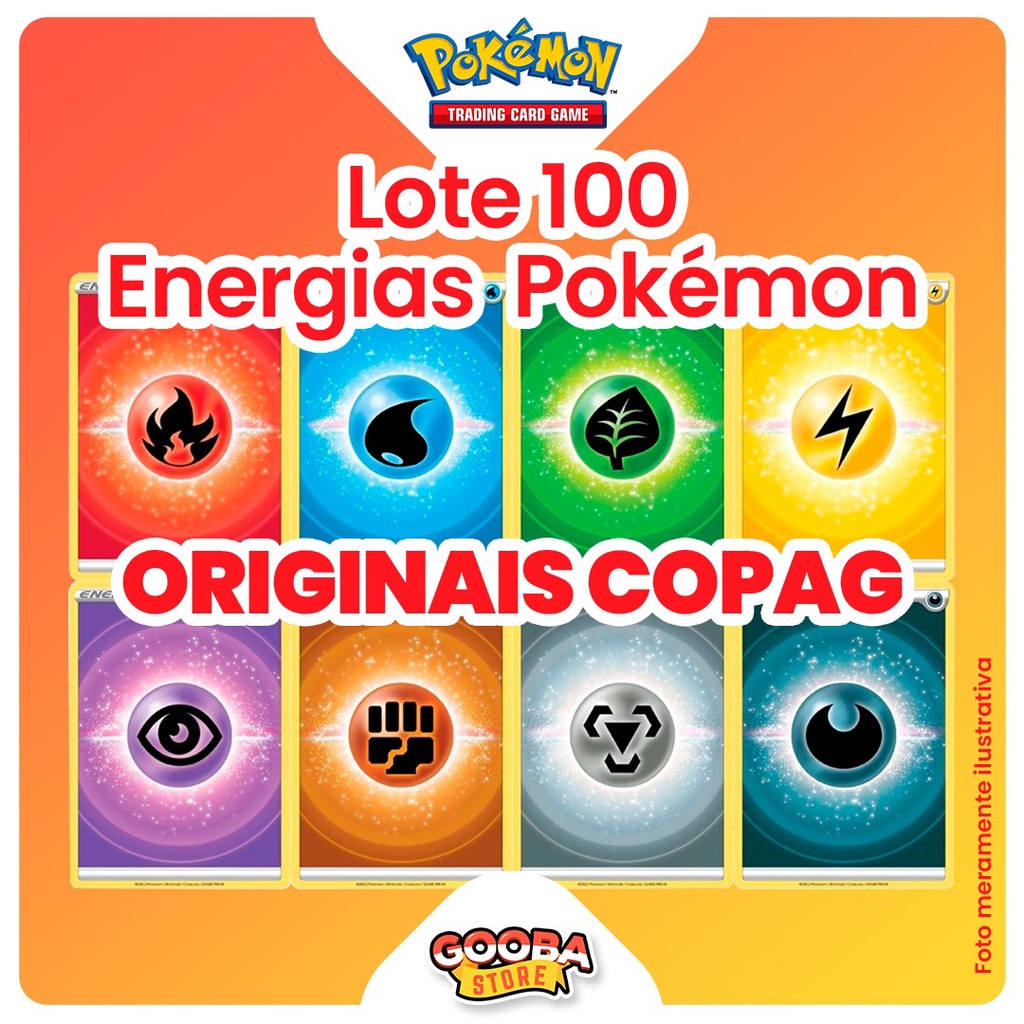 Lote 20 energias Pokemon Original Copag (Energia de Fogo, Água