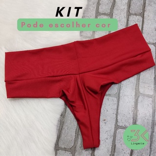 kit 5 Calcinha fio Duplo e cós duplo alto lingerie aperta barriga barato (kit fio Bruna)