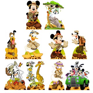 mickey safarie kit decoração de festa infantil 10 display de 20cm