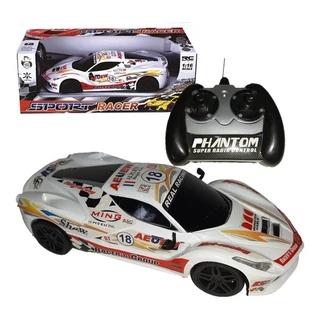 Carro Carrinho Controle Remoto Corrida Sport Racer Branco