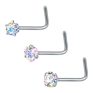 Piercing Nariz Nostril Estrela Pedra Zirconia 3mm Furtacor