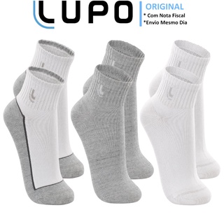 Kit Com 3 Pares Meias Unissex Lupo Sport Esportiva Cano Curto Plus Size Até O 48