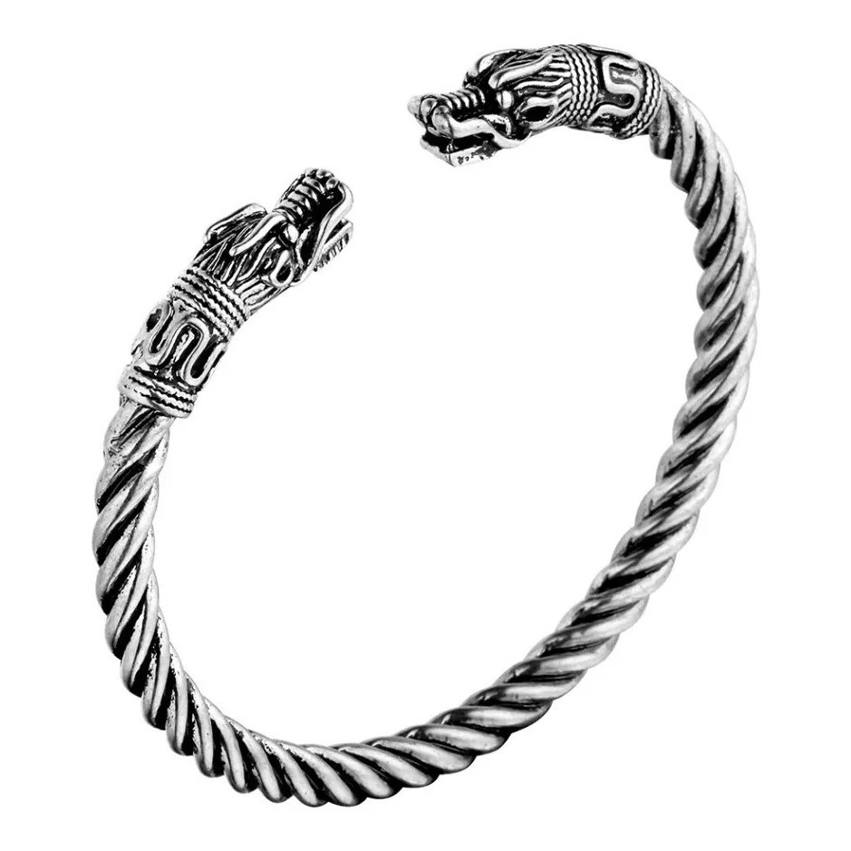 Pulseira Bracelete Moda Viking Cabeça De Dragão