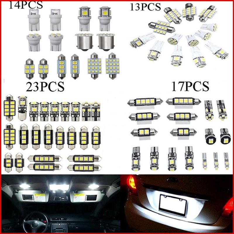 Novo 13/14/17/23Pcs/Set LED T10 5050 Lâmpada De Teto Para Carro Kit De Lâmpadas Com Cúpula Interna Branca Bmw E90 E60 F10 F30