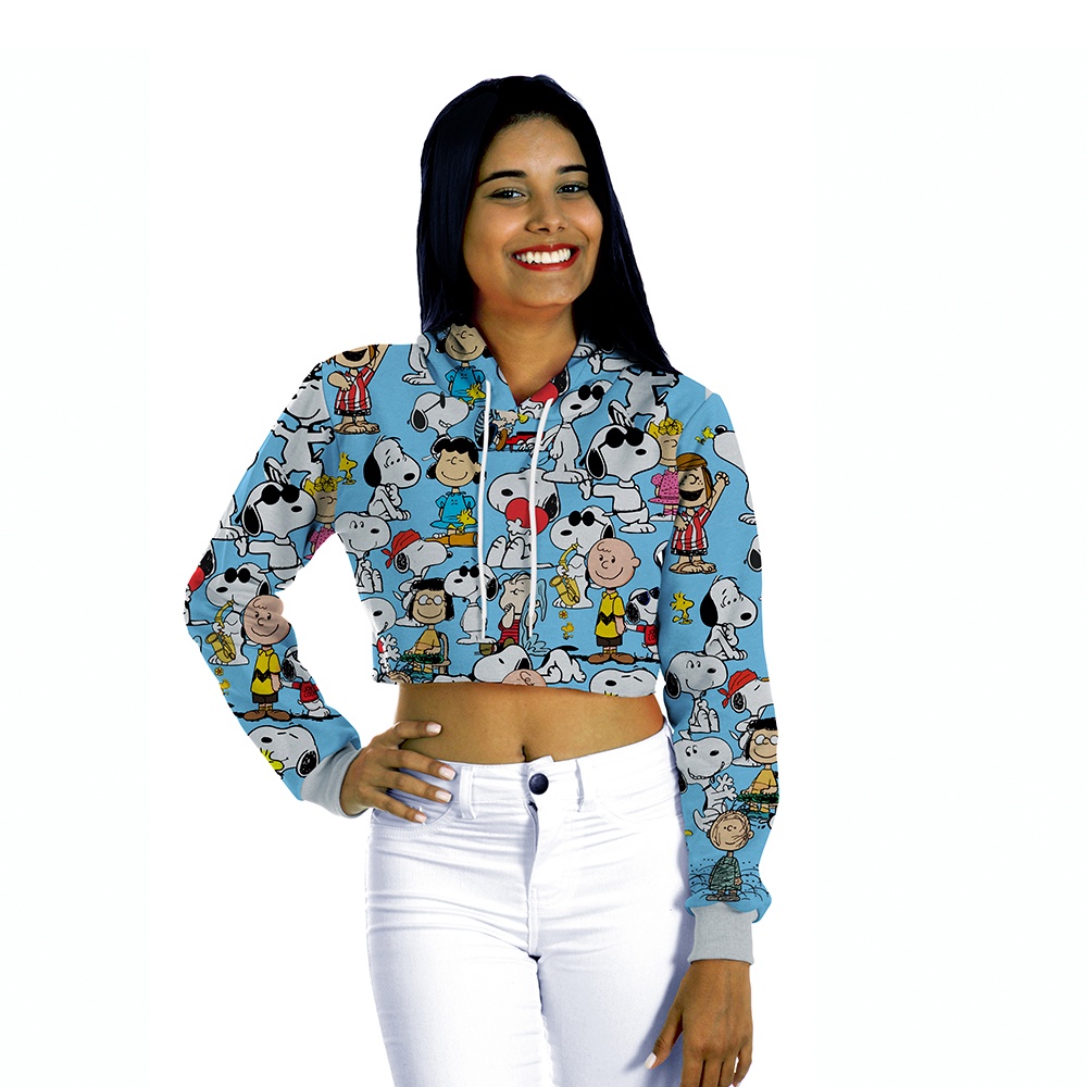 Moletom Feminino Cropped Estampado Desenhos Kawaii Tumblr!