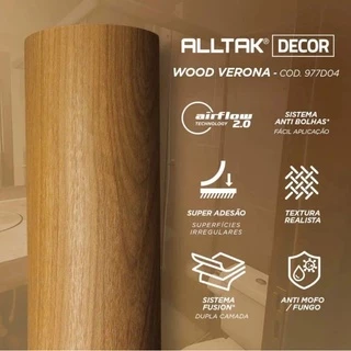 Vinil Adesivo ALLTAK Verona Lavável Para Envelopamento Decorativo Pia, Bancada, Box Cozinha. Rolo Com 1,22 X (2,00 ate 8,00) METROS.