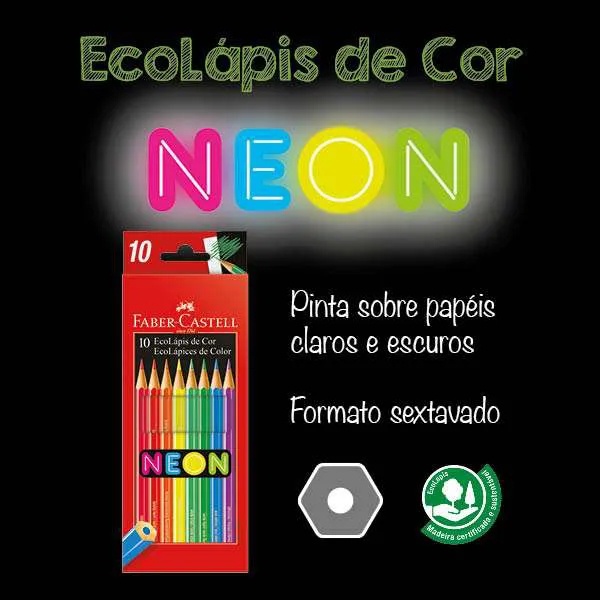 Lápis de cor Faber-Castell Neon com 6 cores