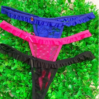 Kit 3 Calcinhas Fio dental Rendada Moda Intima Calcinha Feminina Lingerie Costura Fina Dia dos Namorados Calcinha Renda Sexy Promoção
