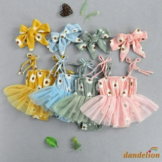 Dandelion-Macacão De Malha Com Alça E Faixa De Cabeça Para Bebês / Daisy