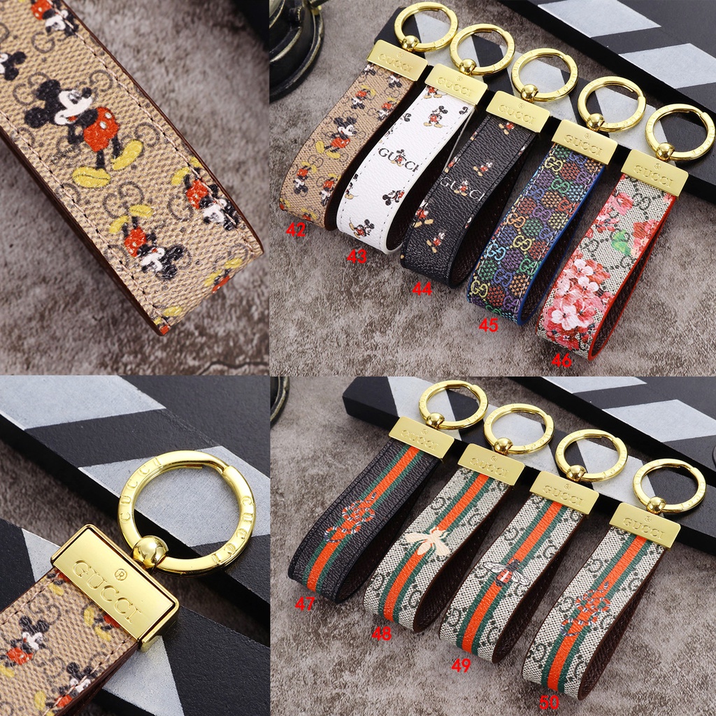 Chaveiro De Couro Pu Com Flor De Abelha Gucci Mickey Sem Caixa