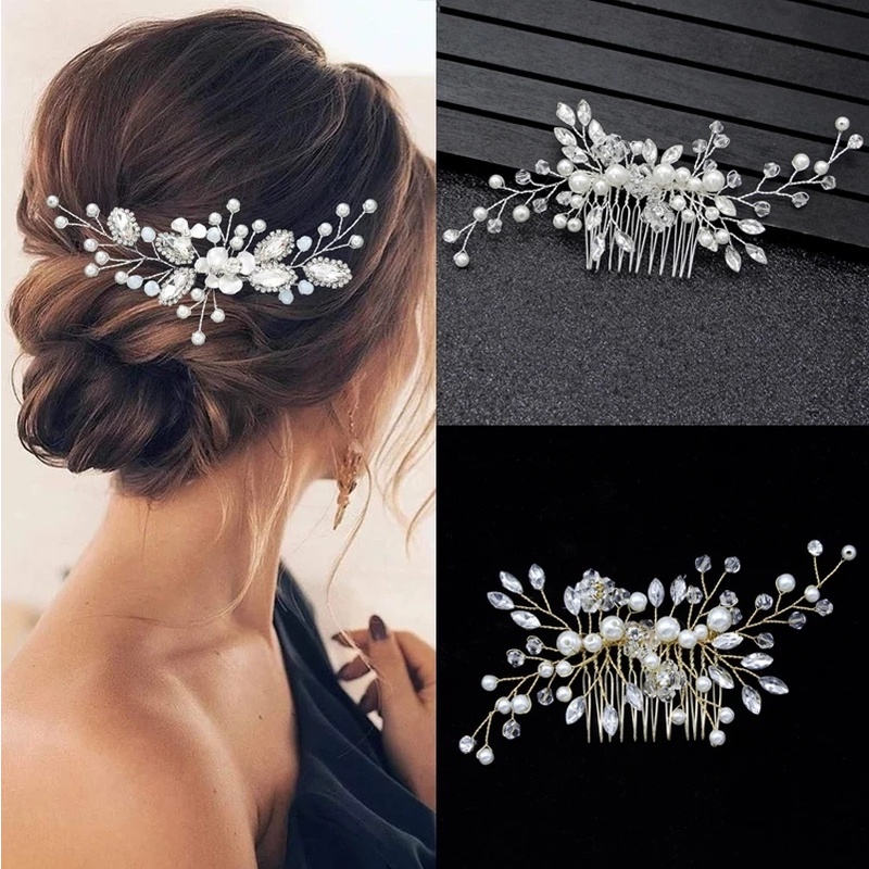 Moda Handmade Pérola Grampos Tiaras De Noiva/Mulheres Strass Pente De