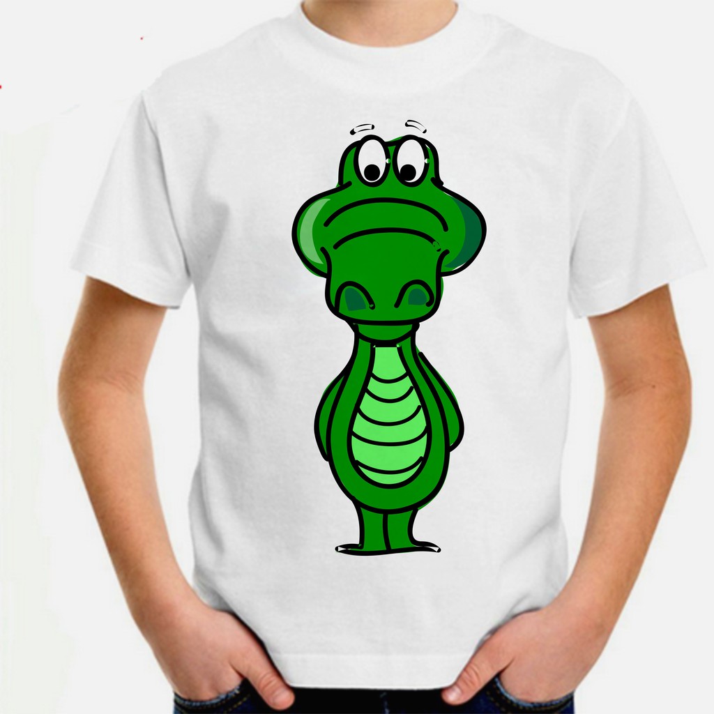 Camiseta Para Bebê Boca verde do jacaré do crocodilo dos desenhos