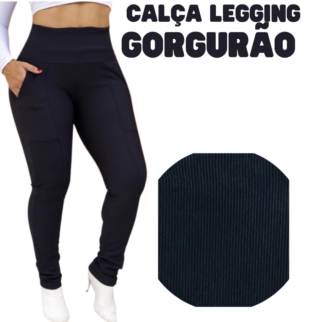 Calça Legging Canelada Preta