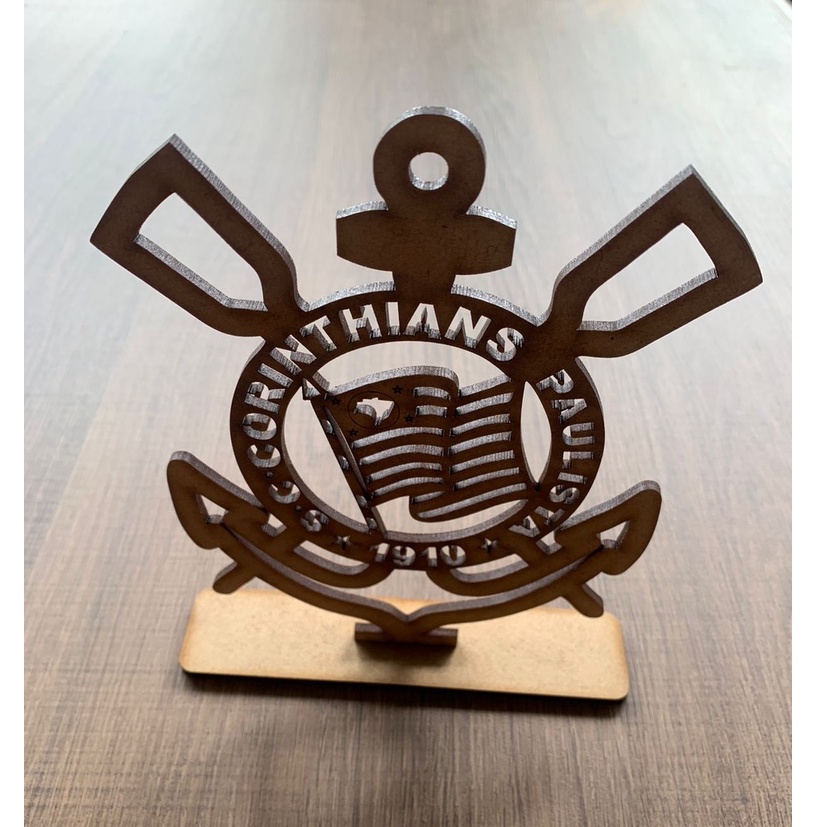 CENTRO DE MESA CORINTHIANS TIME EM MDF ESCUDO