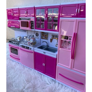 Cozinha Infantil Barbie C/ Panelinhas + Roupa Completa Jogo