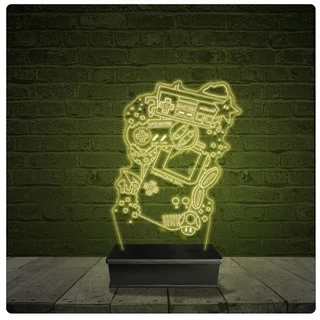 Led Luminária Acrílico Abajur - Nintendo Consoles Jogos