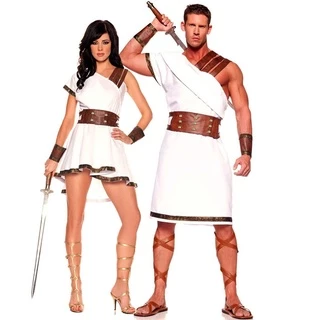 Casais Guerreiro Romano Traje Do Carnaval De Halloween Medieval Grécia Gladiador Cosplay Fancy Party Dress