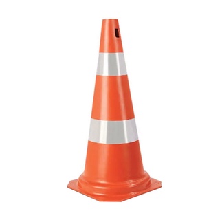 Cone de Sinalização 75cm Flexível Refletivo Branco Laranja 700.00652 Plastcor