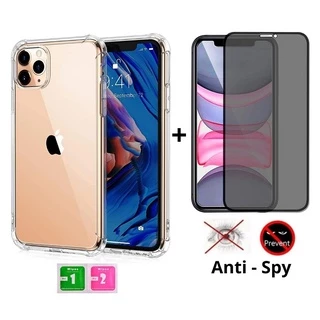 KIt Capa anti-impacto + Pelicula 3D Privacidade Para Todos iPhones 15 14 13 12 11 15 Pro Max X XR 7 Plus 7 8 SE 2020 6 6s 6Plus
