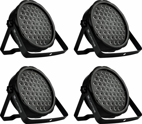 Kit 4 Refletores Led Slim Par 64 RGBW 54 Leds De 2w Com DMX Strobo ...