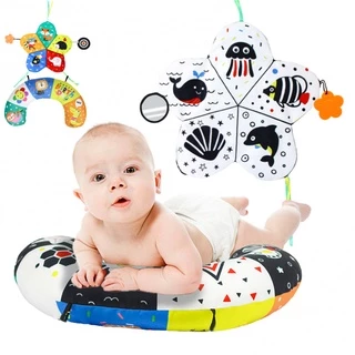 Bebê Em Forma De U Travesseiro Tummy Time Brinquedos Com Espelho Mordedores Preto E Branco De Montessori Baby Crawling Sensory Toy Double-Sided Pattern
