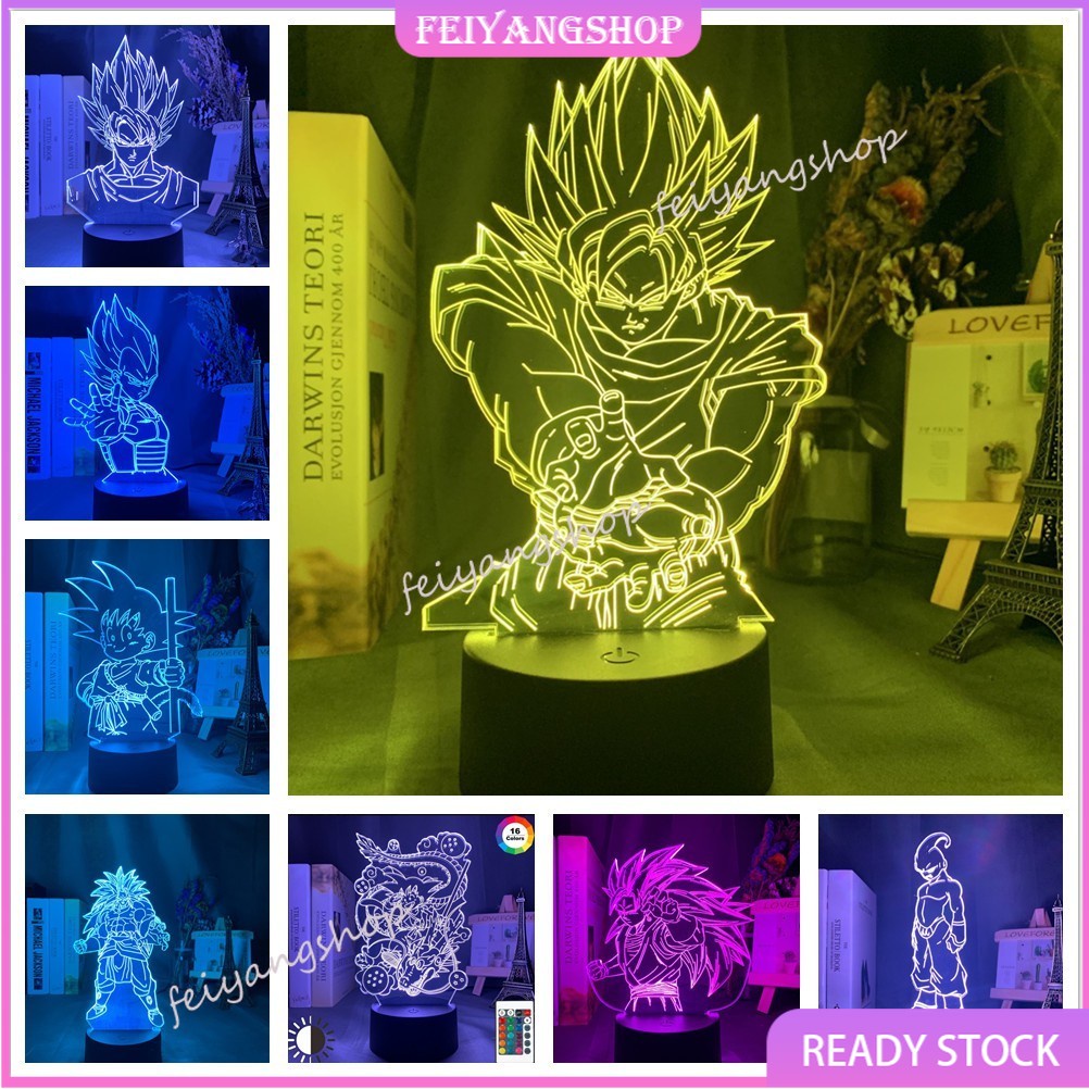 Luminária Led 3D, Broly, Dragon Ball Z, Dragon Ball, Esferas do Dragão,  Vilão, 16 cores, Top Abajur