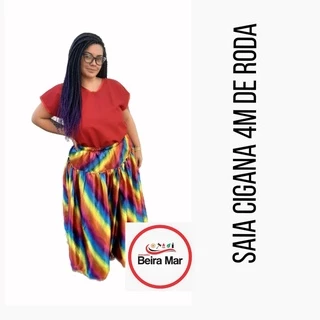 Saia Cigana Em Cetim Estampado Umbanda E Candomblé