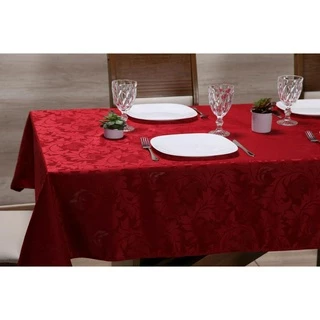 Toalha para Mesa de 4 lugares Tecido Jacquard - Vermelho