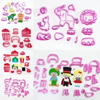 kit de Cortadores para Pasta Americana Circo Mágico e Pipoca e Animais.