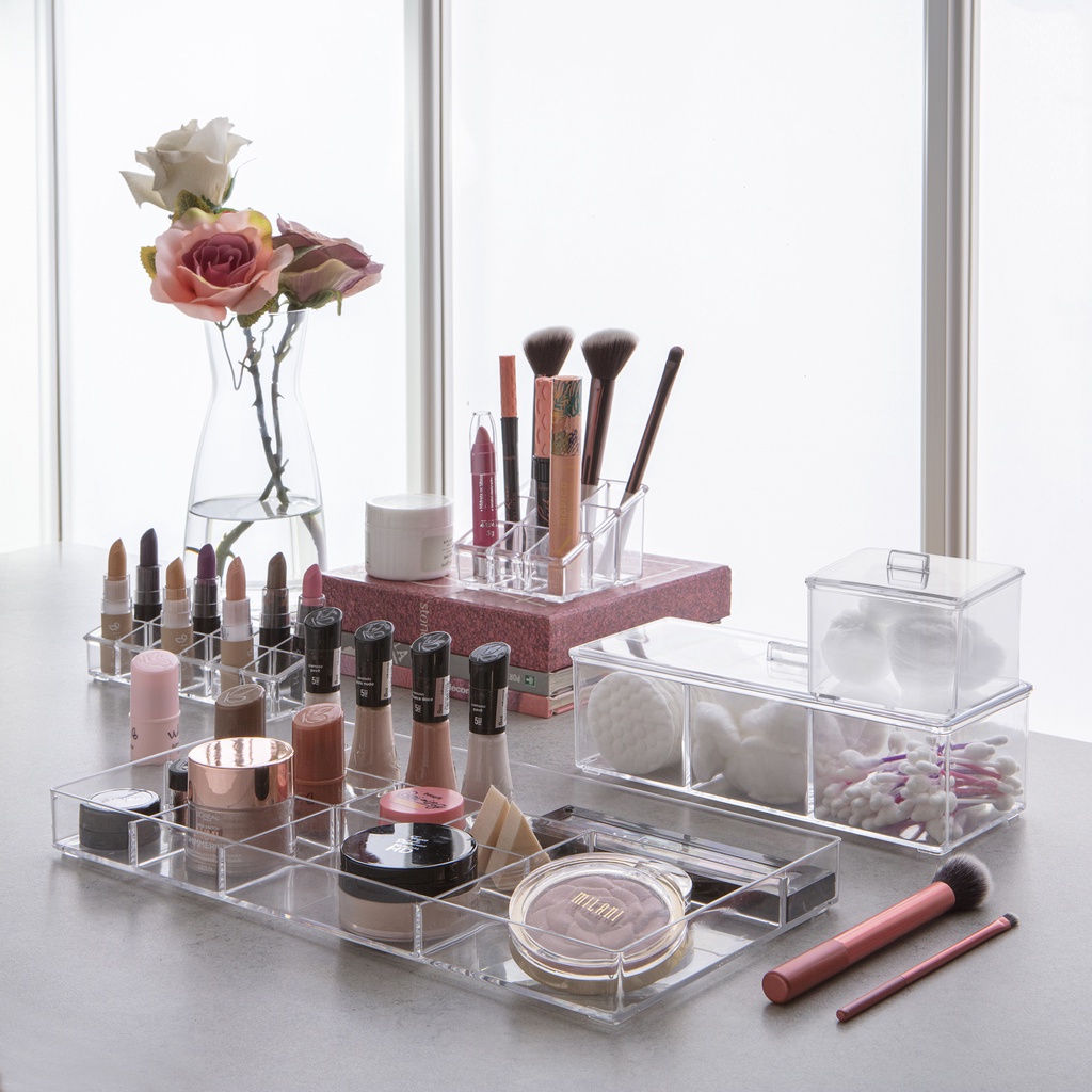 Organizador De Maquiagem Cosméticos Batom 12 Divisões Clear