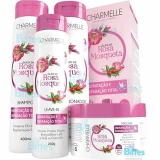 KIT CAPILAR ÓLEO DE ROSA MOSQUETA CHARMELLE COSMÉTICOS HIDRATAÇÃO