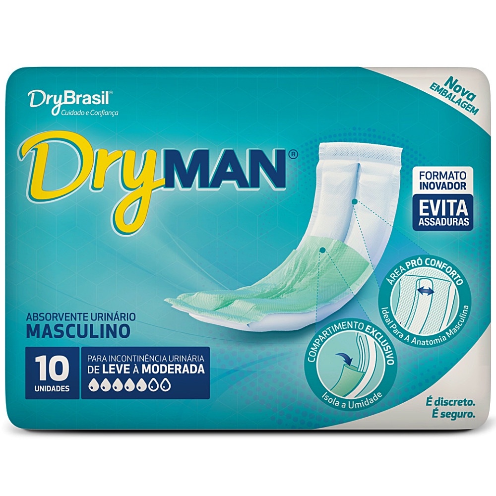 Fralda Absorvente Urinario Masculino Nova Tecnologia Melhor Custo beneficio para Incontinência urinária Pacote Com 10 Unidades