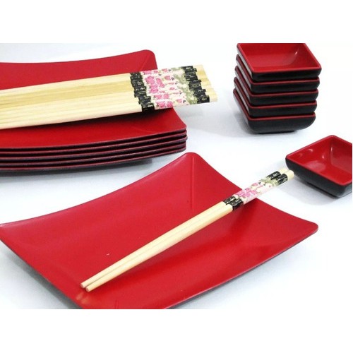 Kit Pratos e Travessas Vermelha + Hashi para Comida Japonesa em Promoção na  Americanas