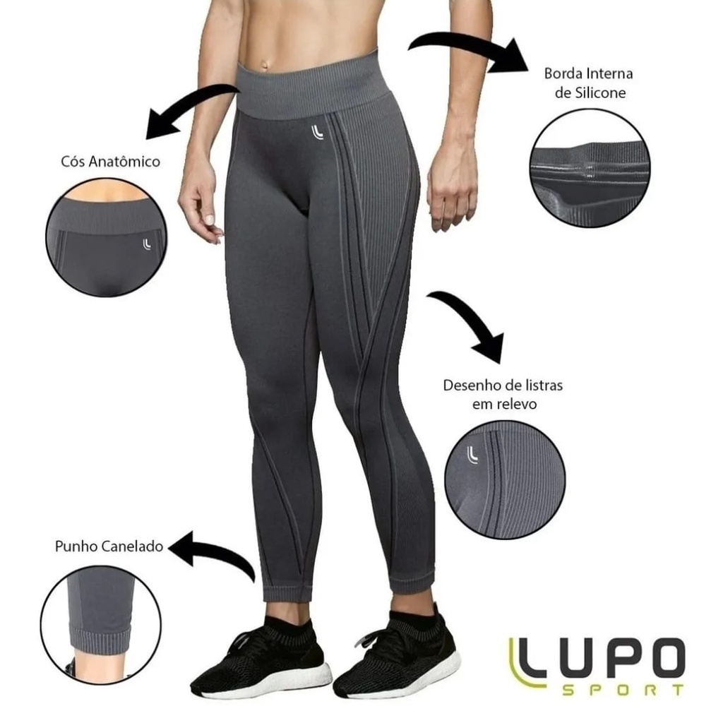 Kit 2 Calças Legging Lupo Sport Original Feminina Academia Leguin Legues  Fitness Levanta Bumbum - Preto+Verde Claro