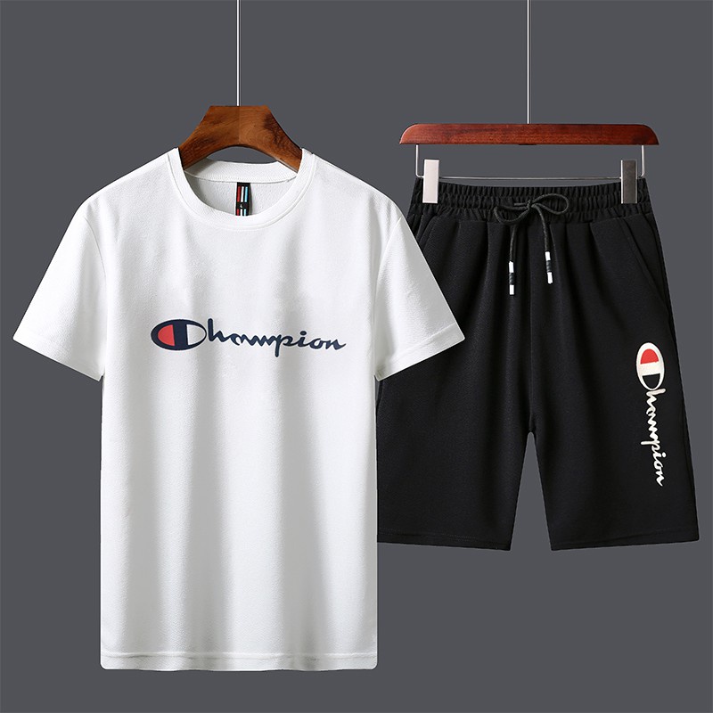 kit Conjunto Camiseta 30.1 E Bermuda Champion Em Algodão 100%