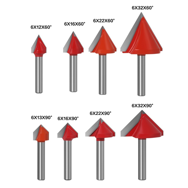 Fresa V-bit 60° 90° 120° Cnc Router 13mm, 16mm, 22mm, 32mm