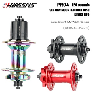 HAssns PRO4 Mountain Bike Hub Bicicleta 32 36 Furos Frente 2 4 Traseiras Rolamento 6 pawls 12 Velocidade Para SHIMANO HG MS XD