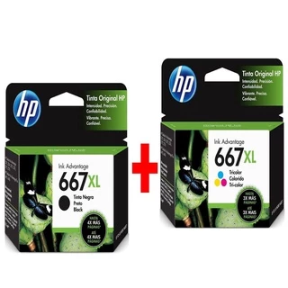 Kit Cartucho 667xl Original Para Impressoras Deskjet 2376, 2774, 2776, 6476