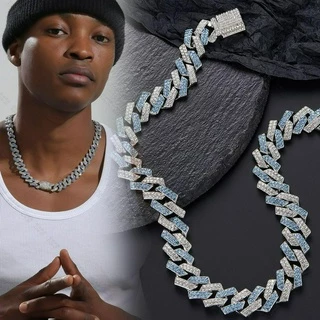 (15mm)Corrente Cuban ice cravejado modelo novo hip hop rap trap premium A+++