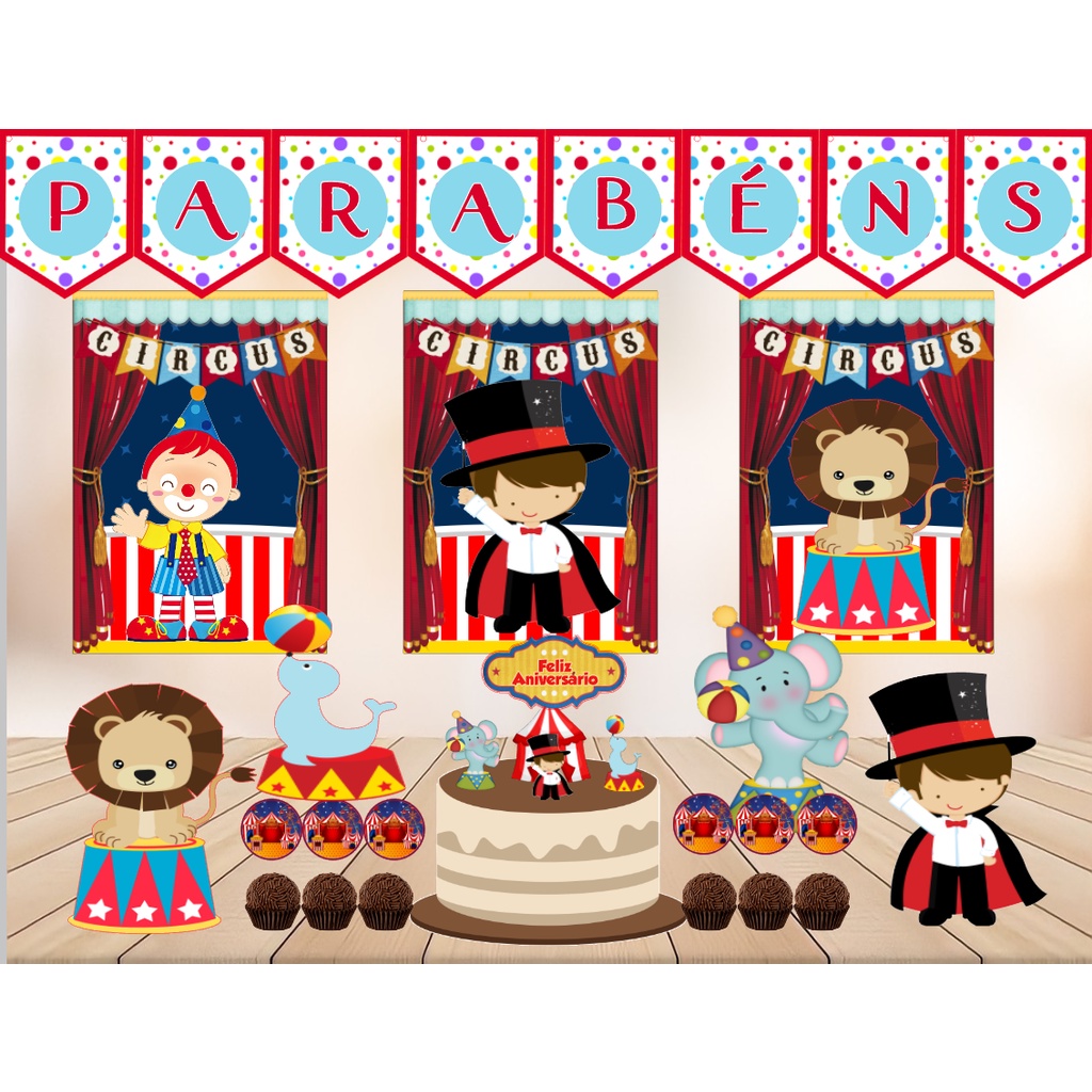 Kit Festa Fácil Circo Feliz - Decoração De Aniversário