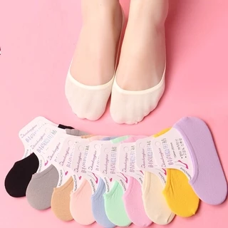 10 Pares De Meias Femininas De Cor Sólida – Finas E Respiráveis Com Punho De Silicone