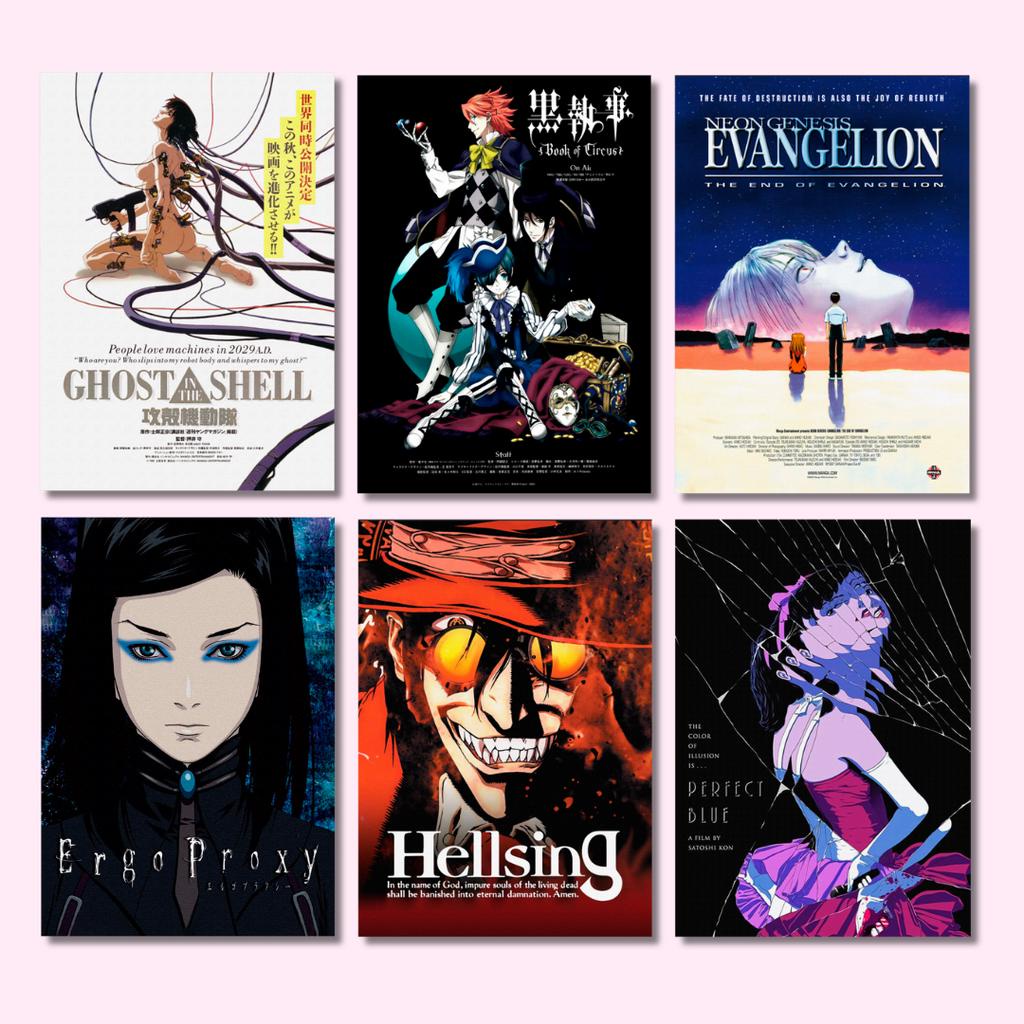 Poster A4 anime - Neon Genesis Evangelion, Hellsing, Death Note, Ghost in the Shell e mais!