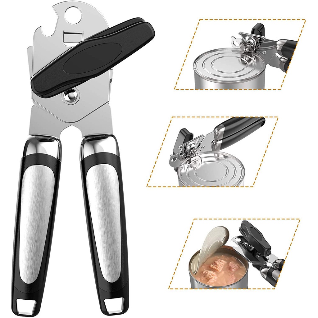 Abridor De Latas Com Manivela Profissional Inox Sem Rebarbas | Shopee ...