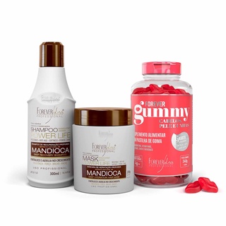 Forever Gummy com Shampoo e Máscara de Mandioca Forever Liss