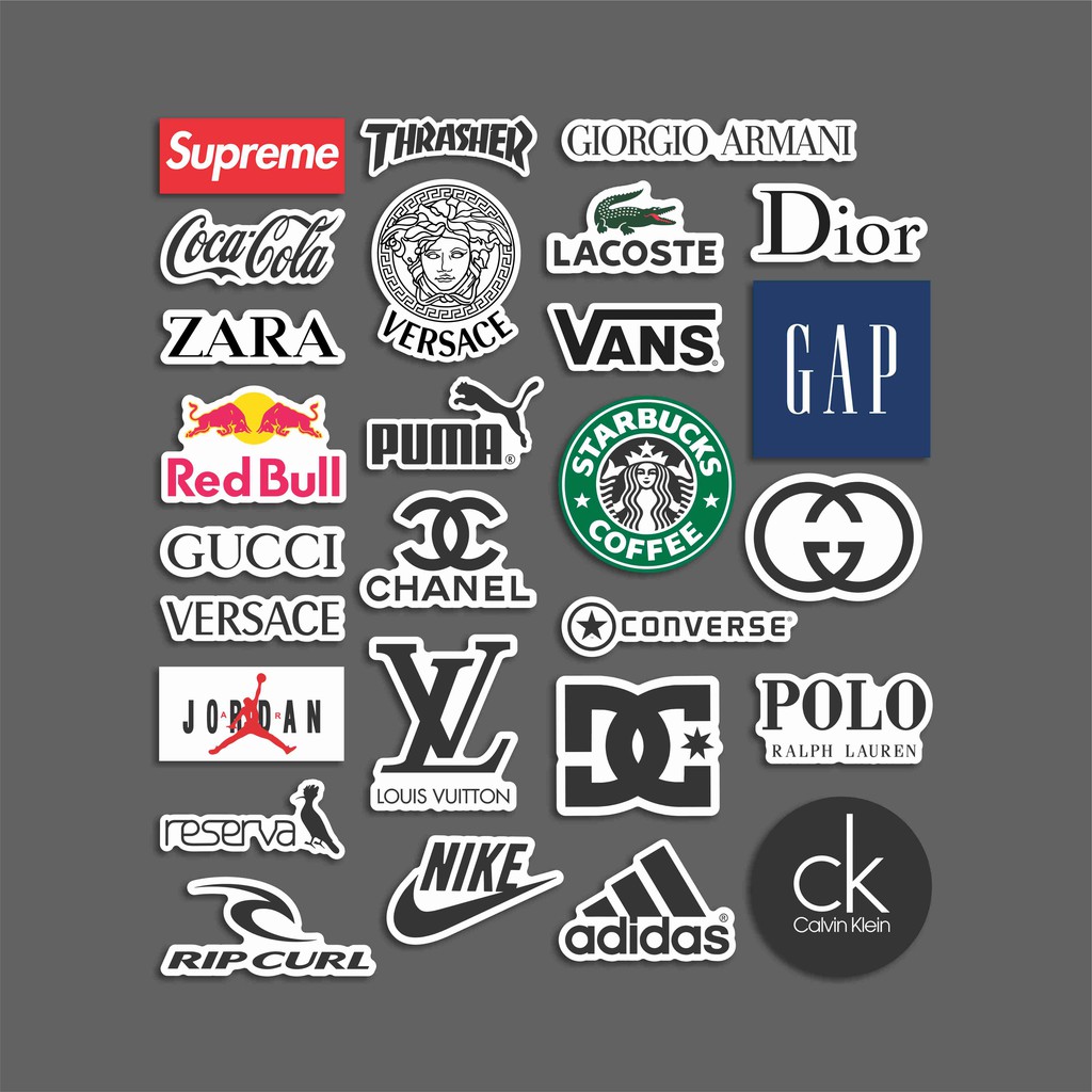 Kit 27 Adesivos Decorativos Marcas - Sticker p/ Notbook, malas, Bike, celulares.