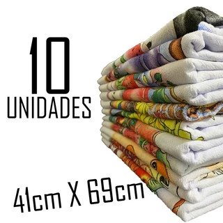 10 Panos de Prato 41cm X 69cm Estampado Lindo 100% algodão Oficial com bainha