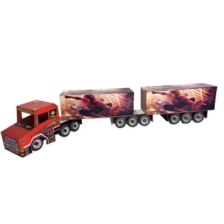 Brinquedo caminhão grande Madeira Infantil Personagens Bitrem Gabine bicuda 09 eixos