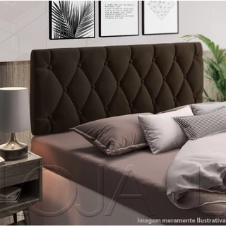 Cabeceira Painel Estofada Solteiro 0,90 Dobrável Cama box Paris Marrom Suede